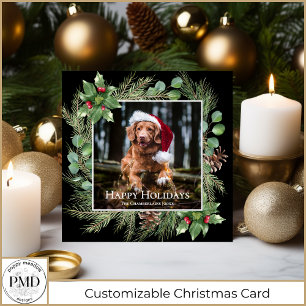 Happy Holidays Pet Photo Wreath Square Card