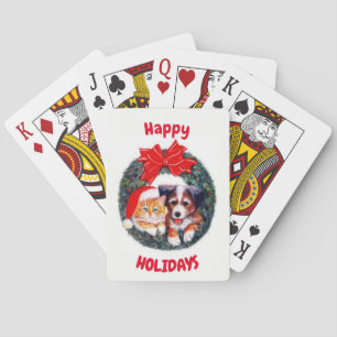 Happy Holidays Pets Playing Cards