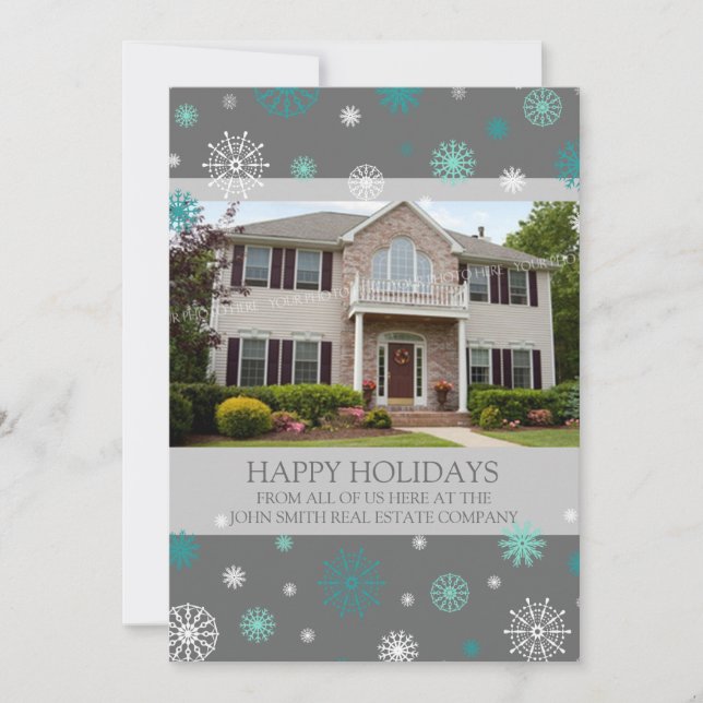 Happy Holidays Photo Card Real Estate Business (Front)