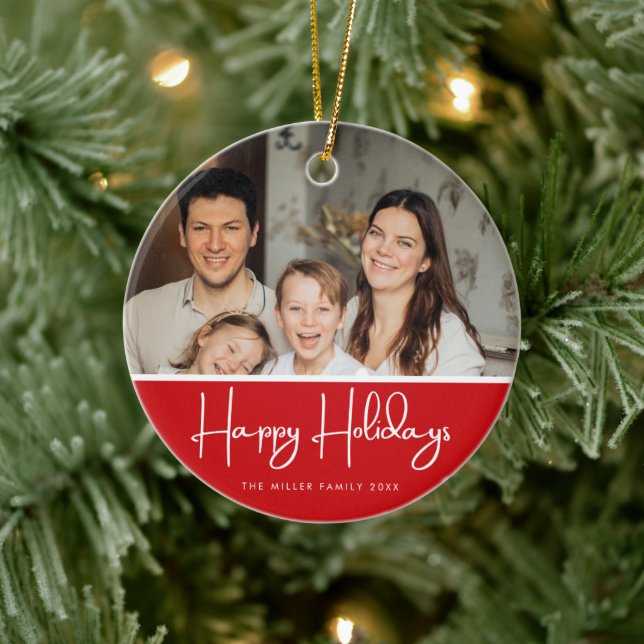 Happy holidays photo Ceramic Ornament (Tree)