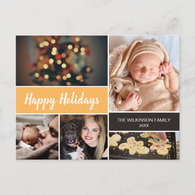 Happy Holidays Photo Christmas Mustard Holiday Postcard (Front)