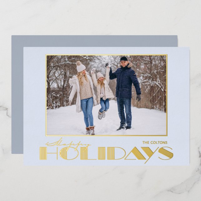 Happy Holidays Photo Foil Holiday Card (Front/Back)