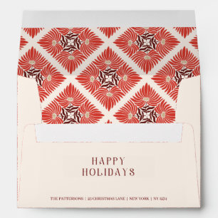 Happy Holidays Photo Modern Bold Red Floral  Envelope