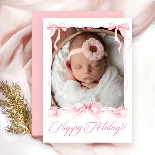 Happy Holidays Photo Pink Card