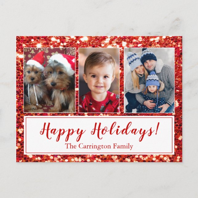 Happy Holidays Photo Script Christmas Post Postcard (Front)