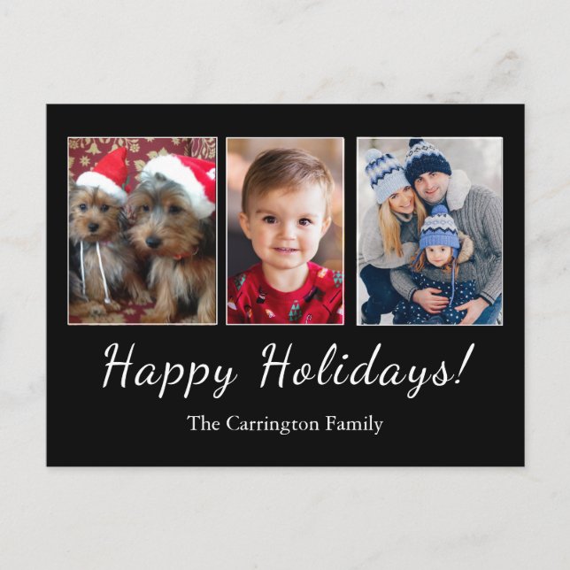 Happy Holidays Photo Script Simple Christmas Postcard (Front)