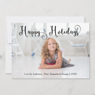 Happy Holidays Photo Swirly Font - Christmas Card