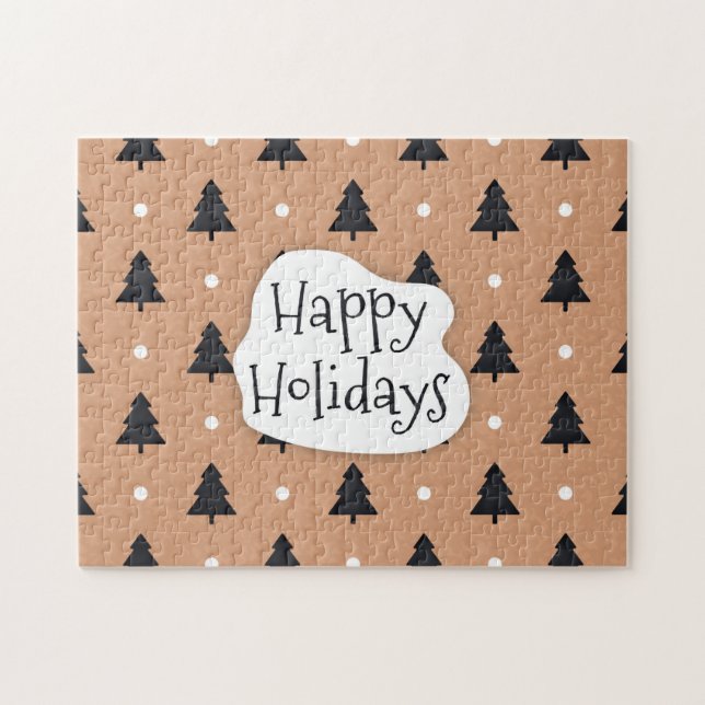 Happy Holidays pine trees pattern Jigsaw Puzzle (Horizontal)