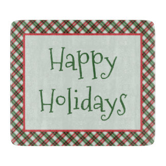 Happy Holidays Plaid Country  Cutting Board