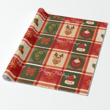 Happy Holidays Plaid Crimson Christmas