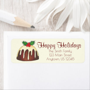 Happy Holidays Plum Pudding Address Labels