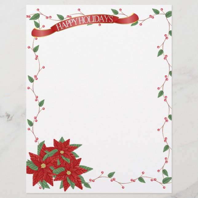 Happy Holidays Poinsettia  Letterhead (Front)