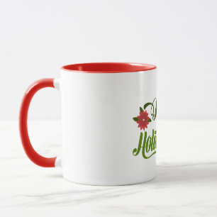 Happy Holidays Poinsettia Mug