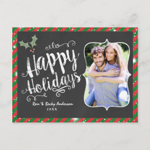 HAPPY HOLIDAYS Postcard Chalk Holiday Photo Card