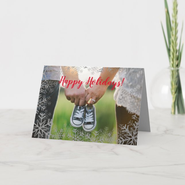 Happy Holidays Pregnancy Announcement Card (Front)