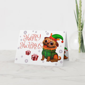 Happy Holidays - Pug Christmas Card