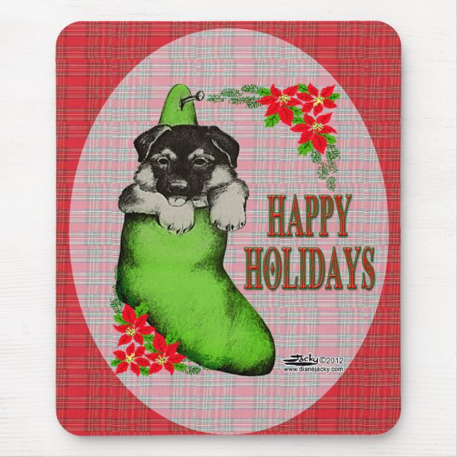 Happy Holidays Puppy Mouse Pad (Front)