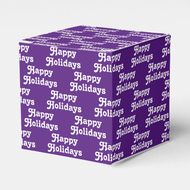 "Happy Holidays" purple violet white Holiday Gift Favor Box (Front Side)