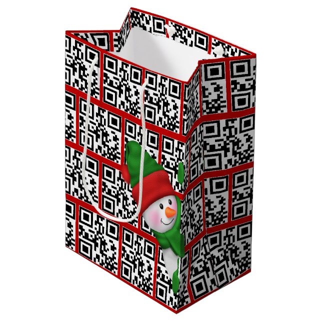 Happy Holidays QR Codes Medium Gift Bag (Front Angled)