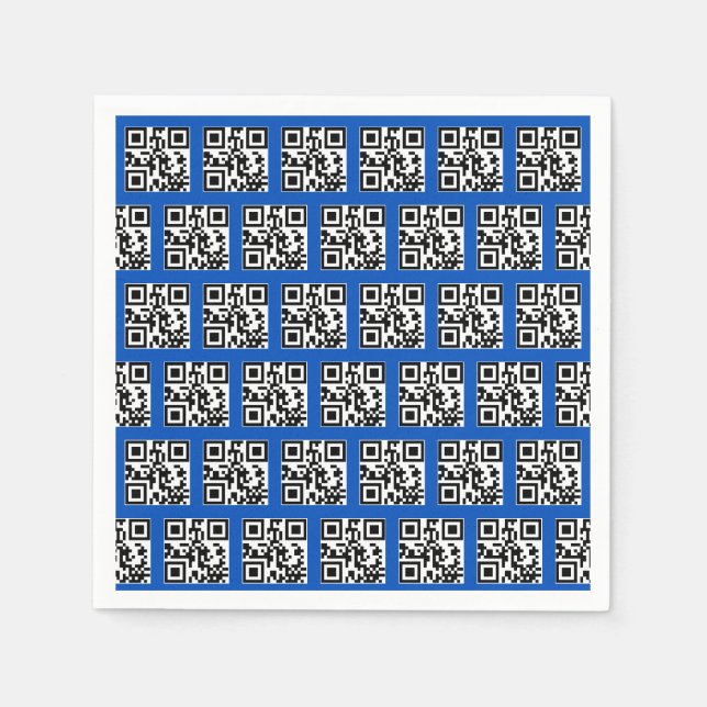 Happy Holidays QR Codes on Blue Napkin (Front)