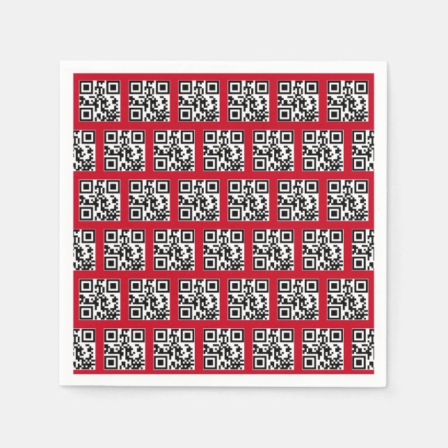 Happy Holidays QR Codes on Red Napkin (Front)