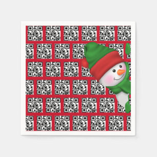 Happy Holidays QR Codes with Snowman Napkin