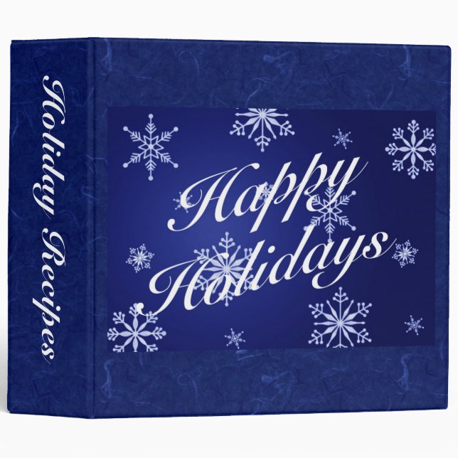 Happy Holidays Recipe Binder - Blue (Front/Spine)