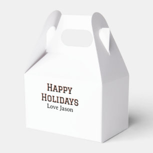 Happy holidays red black love add name family gift favor box