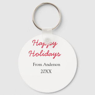 Happy holidays red black love family name yearChri Keychain