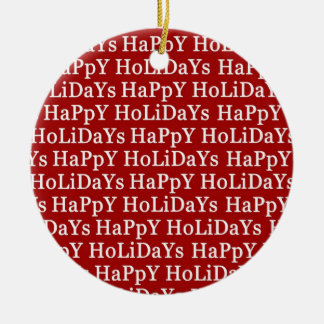Happy Holidays Red Ceramic Christmas Ornament