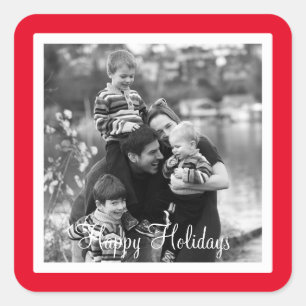 Happy Holidays Red Design Square Sticker