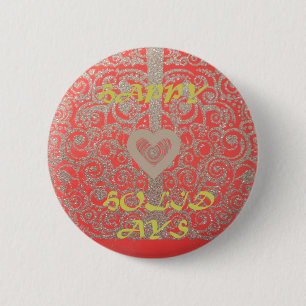 Happy Holidays Red Glitter heart design 2 Inch Round Button