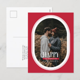 Happy Holidays Red Oval Frame Photo Carte postale