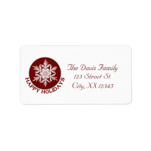 Happy Holidays Red Paper Snowflake Label