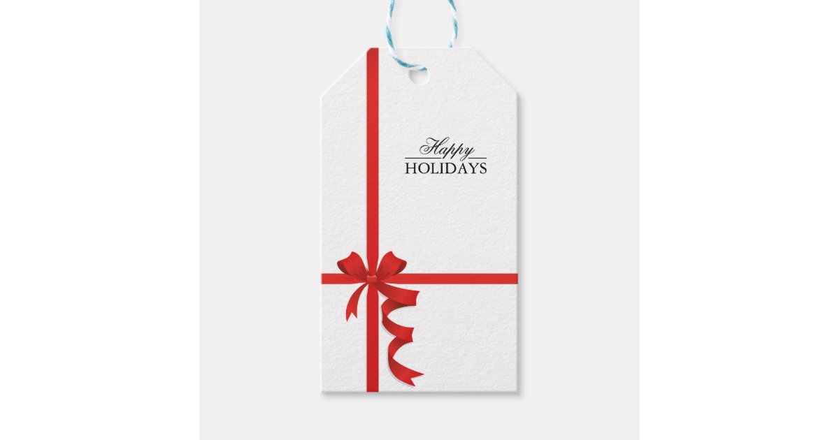 Happy Holidays Red Ribbon Gift Tags | Zazzle.ca
