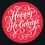 Happy Holidays Red Round Sticker<br><div class="desc">These Happy Holidays Red Round Stickers the perfect addition to a gift bag or other wrapping.</div>