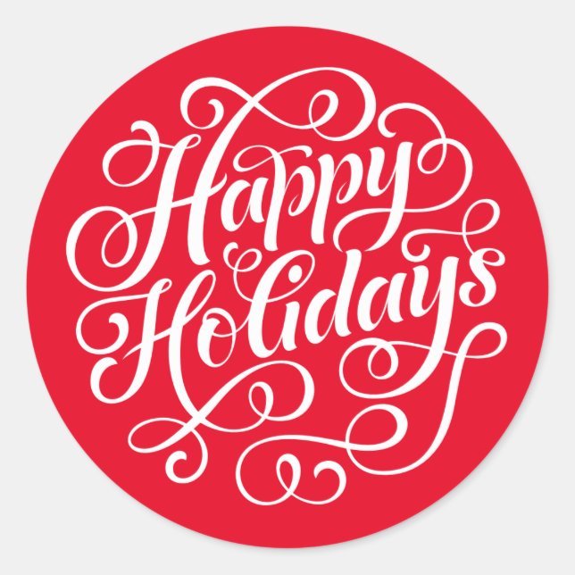 Happy Holidays Red Round Sticker (Devant)