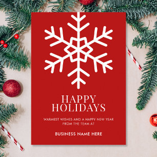 Happy Holidays Red Snowflake Business Holiday Card