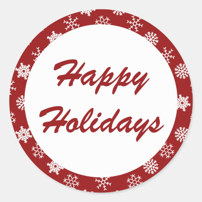 Happy Holidays Red Snowflake Pattern Stickers (Front)