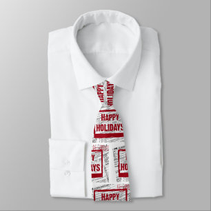 Happy Holidays red stamp on tax form Tie
