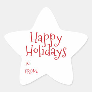 Happy Holidays red white blank to from cute Star Sticker
