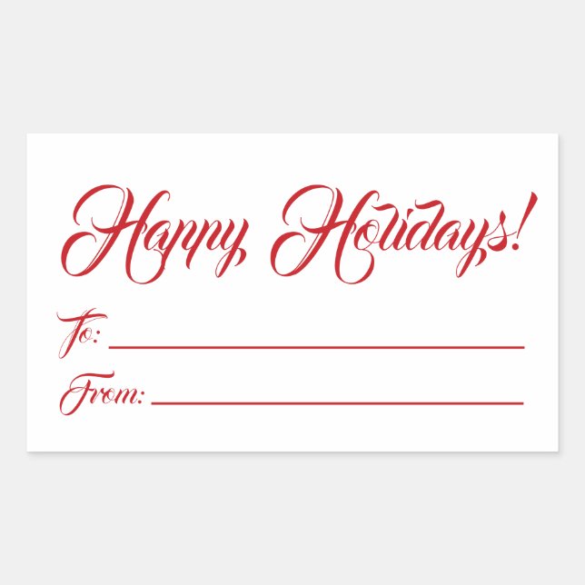 Happy Holidays red white to from blank script cute Sticker (Front)