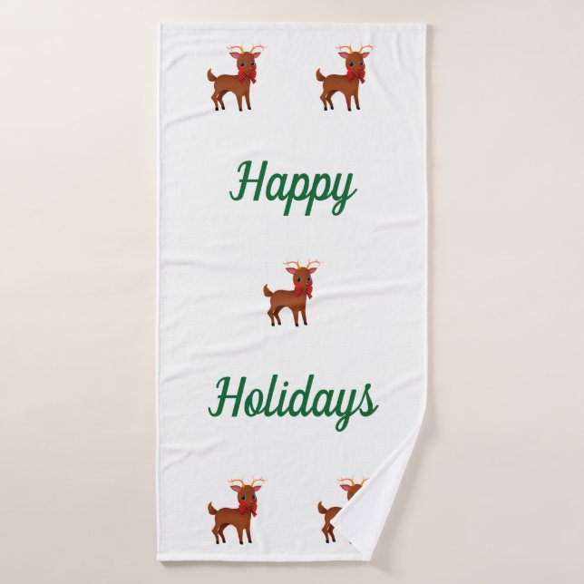 Happy Holidays Reindeer Bath Towel Set (Bath Towel)