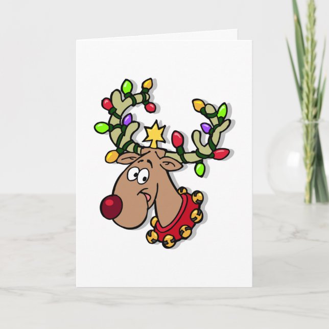 Happy Holidays Reindeer Christmas Lights Holidays Holiday Card (Front)