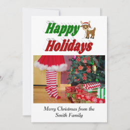 Happy Holidays Reindeer Christmas photo typography Holiday Card