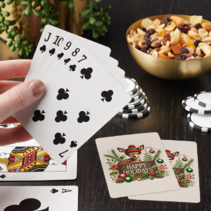 Happy Holidays reindeer Christmas Playing Cards