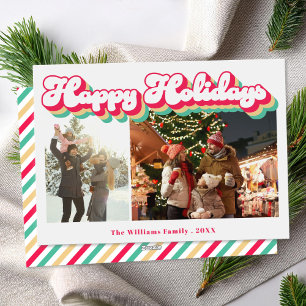 Happy Holidays Retro 2 Photo Holiday Card
