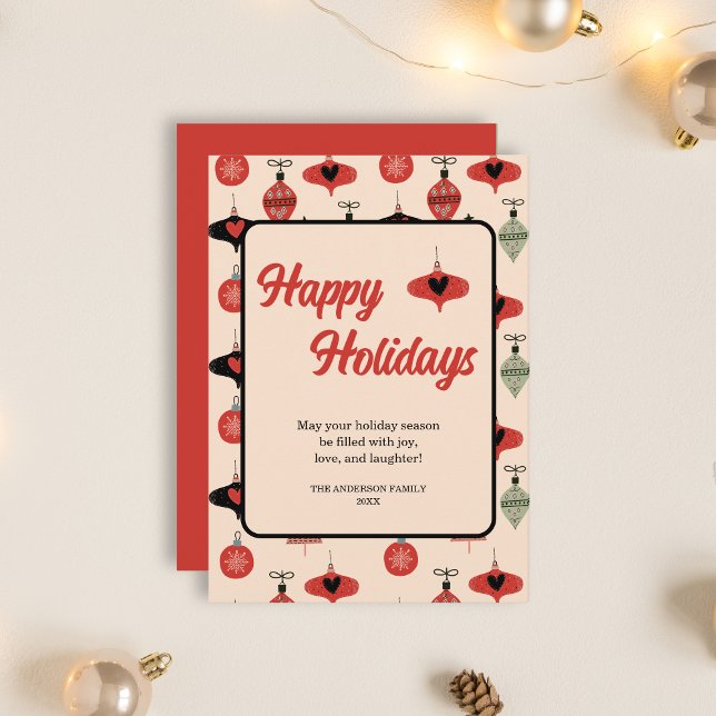 Happy Holidays Retro Christmas Mid Century Red Holiday Card (Happy Holidays Retro Christmas Mid Century Red Holiday Card)