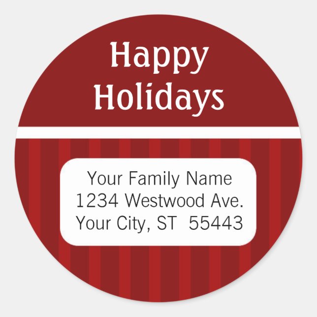 Happy Holidays return address sticker / label (Front)