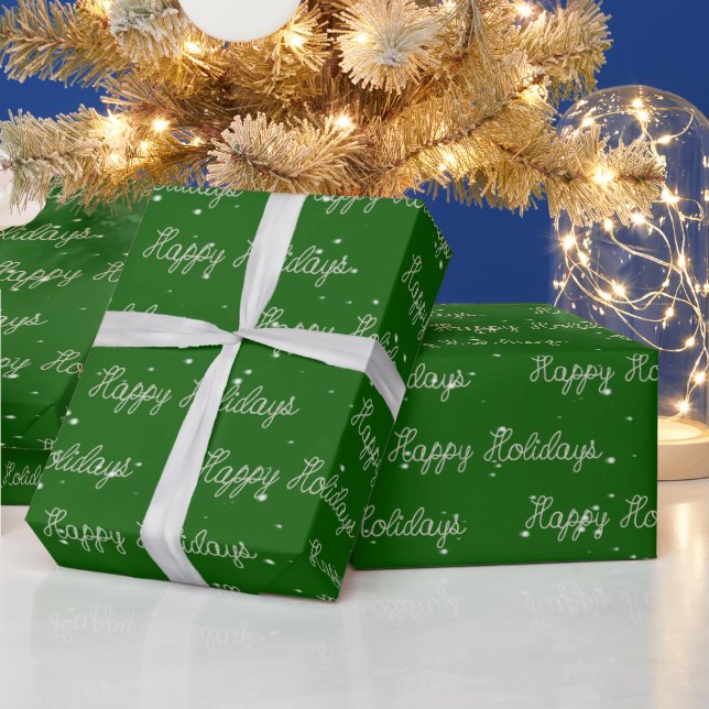 Happy Holidays Rope Text and Snowflakes Wrapping Paper (Holidays)